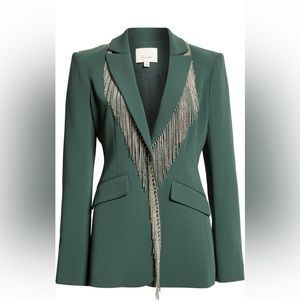 Cinq a Sept rhinestone fringe blazer